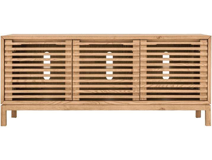 TV-Board ANDAS Tanner 3-türige Medienkonsole aus Eschenholz , natur, B:125cm H:66cm T:46cm, Massivholz, Sideboards von andas