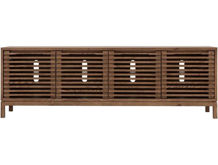 TV-Board ANDAS Tanner 4-türige Medienkonsole aus Eschenholz , braun, B:198cm H:66cm T:46cm, Massivholz, Sideboards von andas