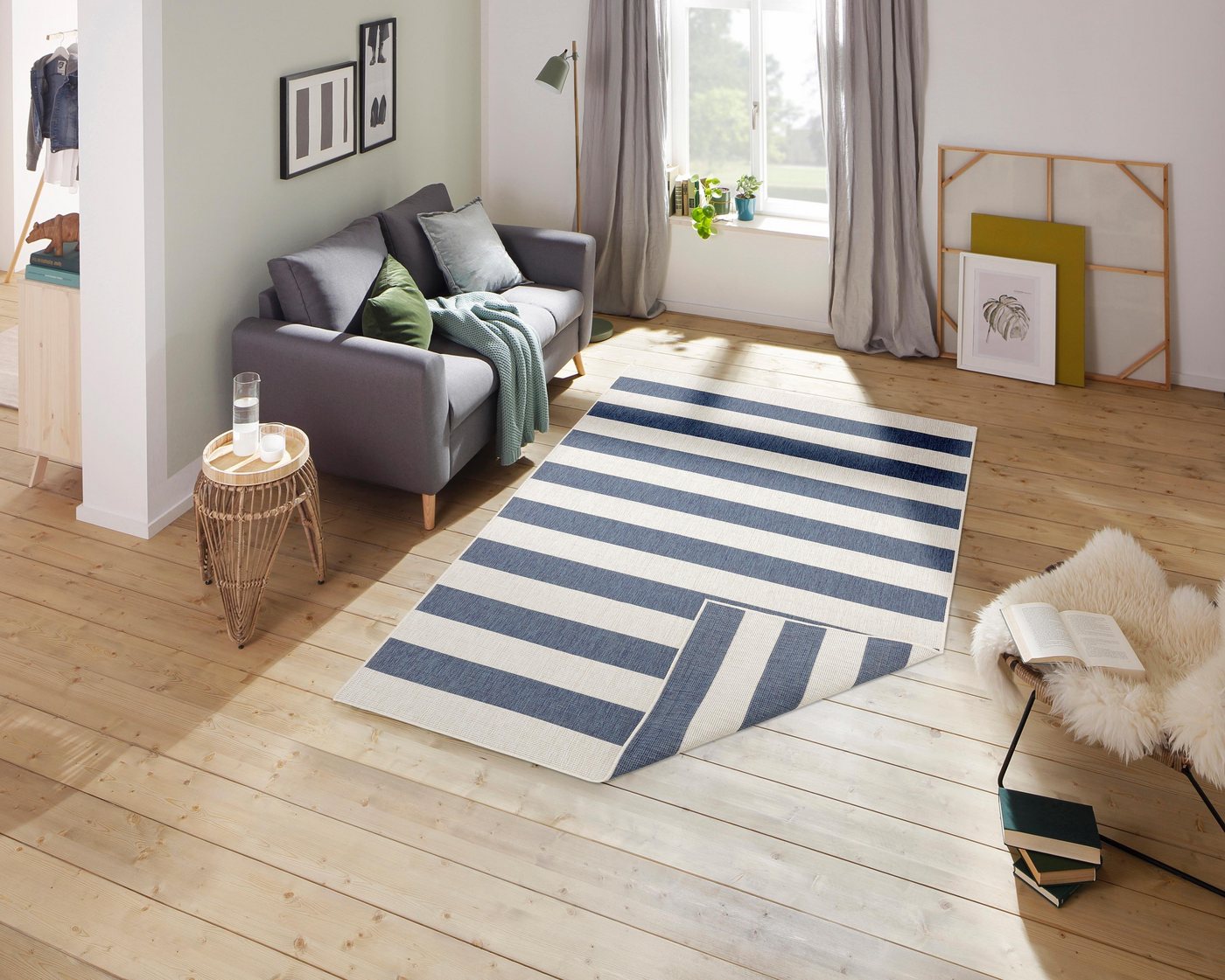 my home Teppich Alan Wendeteppich, rechteckig, Höhe: 5 mm, beidseitig nutzbar, Streifen, Scandi, wetterfest, für In- und Outdoor my home Teppich Alan Wendeteppich, rechteckig, Höhe: 5 mm, beidseitig nutzbar, Streifen, Scandi, wetterfest, für In- und Outdoor von my home