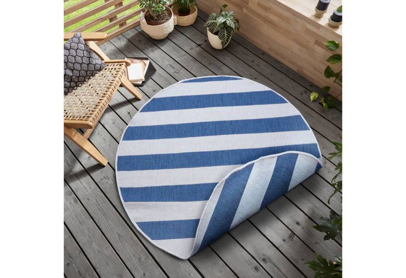 my home Teppich Alan Wendeteppich, rund, Höhe: 5 mm, Beidseitig nutzbar, Streifen, Scandi, wetterfest, für In- und Outdoor my home Teppich Alan Wendeteppich, rund, Höhe: 5 mm, Beidseitig nutzbar, Streifen, Scandi, wetterfest, für In- und Outdoor von my home