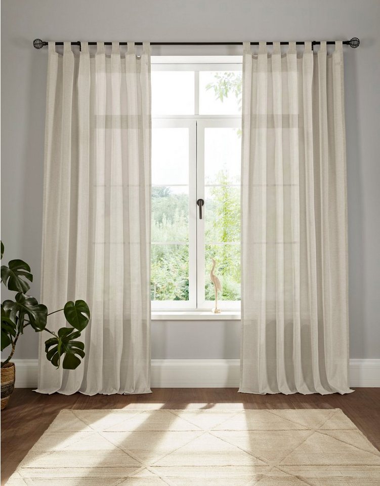 Vorhang Elby 1, andas, Schlaufen (1 St), halbtransparent, Jacquard, transparent, basic, monochrom, bis 295 cm Länge von andas