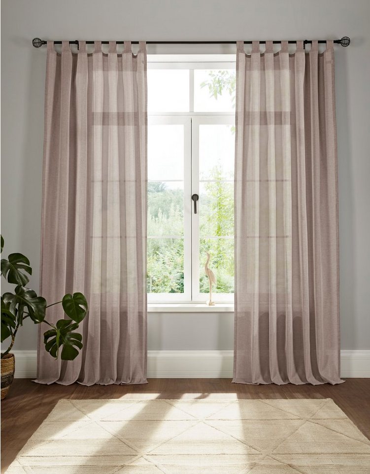 Vorhang Elby 1, andas, Schlaufen (1 St), halbtransparent, Jacquard, transparent, basic, monochrom, bis 295 cm Länge von andas