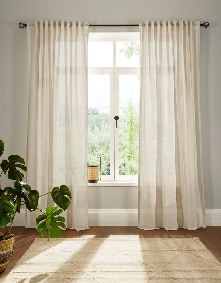 andas Vorhang Elby 2, Multifunktionsband (1 St), halbtransparent, Jacquard, basic, transparent, monochrom, bis 295 cm Länge von andas
