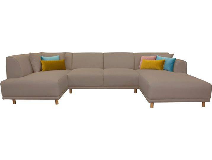 Wohnlandschaft ANDAS Maroon U-Form , beige, B:358cm H:82cm T:192cm, Struktur grob ( 100% POLYPROPYLEN, Struktur fein ( 100% Polyester), Struktur (100% Polyester), Sofas, in skandinavischem Design, mit losen Kissen von andas