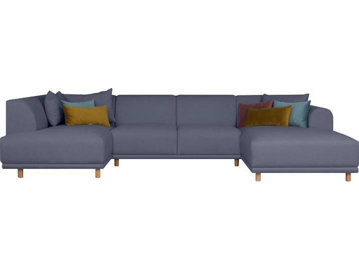 Wohnlandschaft ANDAS Maroon U-Form , blau, B:358cm H:82cm T:192cm, Struktur grob ( 100% POLYPROPYLEN, Struktur fein ( 100% Polyester), Struktur (100% Polyester), Sofas, in skandinavischem Design, mit losen Kissen von andas