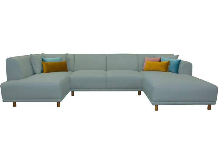 Wohnlandschaft ANDAS Maroon U-Form , blau (petrol), B:358cm H:82cm T:192cm, Struktur grob ( 100% POLYPROPYLEN, Struktur fein ( 100% Polyester), Struktur (100% Polyester), Sofas, in skandinavischem Design, mit losen Kissen von andas