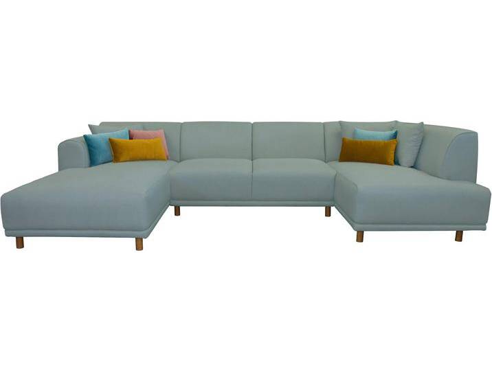 Wohnlandschaft ANDAS Maroon U-Form , blau (petrol), B:358cm H:82cm T:192cm, Struktur grob ( 100% POLYPROPYLEN, Struktur fein ( 100% Polyester), Struktur (100% Polyester), Sofas, in skandinavischem Design, mit losen Kissen von andas
