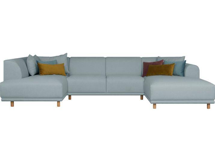 Wohnlandschaft ANDAS Maroon U-Form , blau (petrol), B:358cm H:82cm T:192cm, Struktur grob ( 100% POLYPROPYLEN, Struktur fein ( 100% Polyester), Struktur (100% Polyester), Sofas, in skandinavischem Design, mit losen Kissen von andas