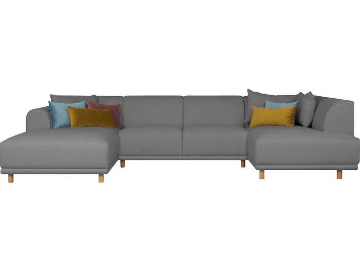 Wohnlandschaft ANDAS Maroon U-Form , grau, B:358cm H:82cm T:192cm, Struktur grob ( 100% POLYPROPYLEN, Struktur fein ( 100% Polyester), Struktur (100% Polyester), Sofas, in skandinavischem Design, mit losen Kissen von andas