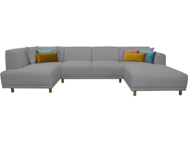 Wohnlandschaft ANDAS Maroon U-Form , grau (hellgrau), B:358cm H:82cm T:192cm, Struktur grob ( 100% POLYPROPYLEN, Struktur fein ( 100% Polyester), Struktur (100% Polyester), Sofas, in skandinavischem Design, mit losen Kissen von andas