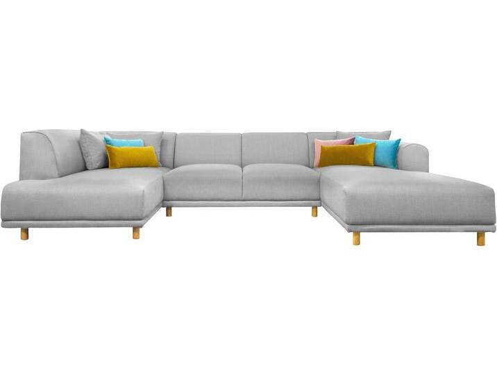Wohnlandschaft ANDAS Maroon U-Form , grau (hellgrau), B:358cm H:82cm T:192cm, Struktur grob ( 100% POLYPROPYLEN, Struktur fein ( 100% Polyester), Struktur (100% Polyester), Sofas, in skandinavischem Design, mit losen Kissen von andas