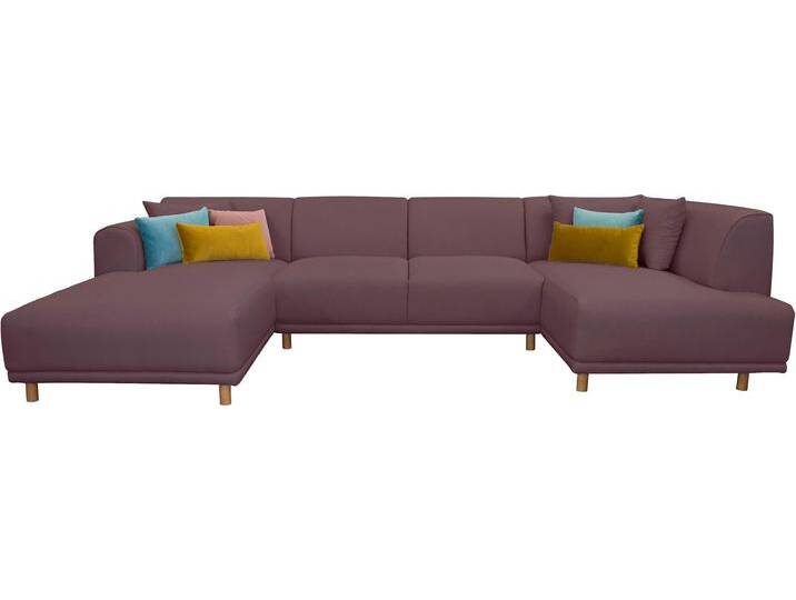 Wohnlandschaft ANDAS Maroon U-Form , lila (beere), B:358cm H:82cm T:192cm, Struktur grob ( 100% POLYPROPYLEN, Struktur fein ( 100% Polyester), Struktur (100% Polyester), Sofas, in skandinavischem Design, mit losen Kissen von andas