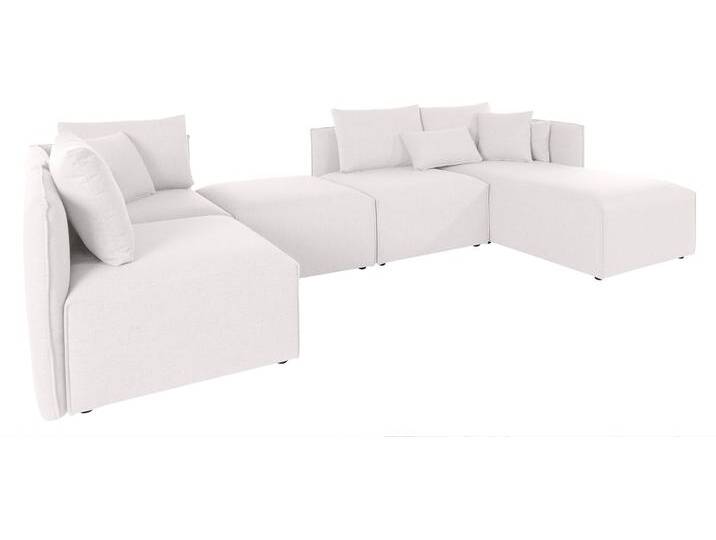 Wohnlandschaft ANDAS Nöre U-Form , beige (creme), B:340cm H:74cm T:172cm, Struktur fein (100% Polyester), Sofas, 5 Teile, in vielen Bezugsqualitäten und Farben s. auch Nöre von andas