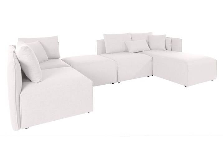 Wohnlandschaft ANDAS Nöre U-Form , beige (creme), B:340cm H:74cm T:172cm, Struktur fein (100% Polyester), Sofas, 5 Teile, in vielen Bezugsqualitäten und Farben s. auch Nöre von andas