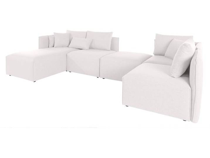 Wohnlandschaft ANDAS Nöre U-Form , beige (creme), B:340cm H:74cm T:172cm, Struktur fein (100% Polyester), Sofas, 5 Teile, in vielen Bezugsqualitäten und Farben s. auch Nöre von andas