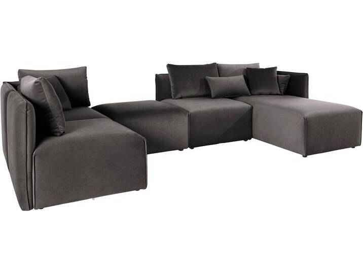 Wohnlandschaft ANDAS Nöre U-Form , grau, B:340cm H:74cm T:172cm, Struktur fein (100% Polyester), Struktur (100% Polypropylene), Webstoff (100% Polyester), Samtoptik (100% Polyester), Luxus-Microfaser Lederoptik (100% Polyester), Baumwoll-/Leinenmix (60% Baumwolle/40% Leinen), Sofas, 5 Teile, in vielen Bezugsqualitäten und Farben s. auch Nöre von andas