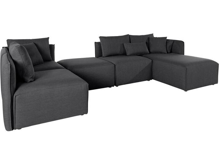 Wohnlandschaft ANDAS Nöre U-Form , grau (dunkelgrau), B:340cm H:74cm T:172cm, Struktur fein (100% Polyester), Struktur (100% Polypropylene), Webstoff (100% Polyester), Samtoptik (100% Polyester), Luxus-Microfaser Lederoptik (100% Polyester), Baumwoll-/Leinenmix (60% Baumwolle/40% Leinen), Sofas, 5 Teile, in vielen Bezugsqualitäten und Farben s. auch Nöre von andas