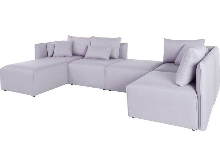 Wohnlandschaft ANDAS Nöre U-Form , grau (hellgrau), B:340cm H:74cm T:172cm, Struktur fein (100% Polyester), Struktur (100% Polypropylene), Webstoff (100% Polyester), Samtoptik (100% Polyester), Luxus-Microfaser Lederoptik (100% Polyester), Baumwoll-/Leinenmix (60% Baumwolle/40% Leinen), Sofas, 5 Teile, in vielen Bezugsqualitäten und Farben s. auch Nöre von andas