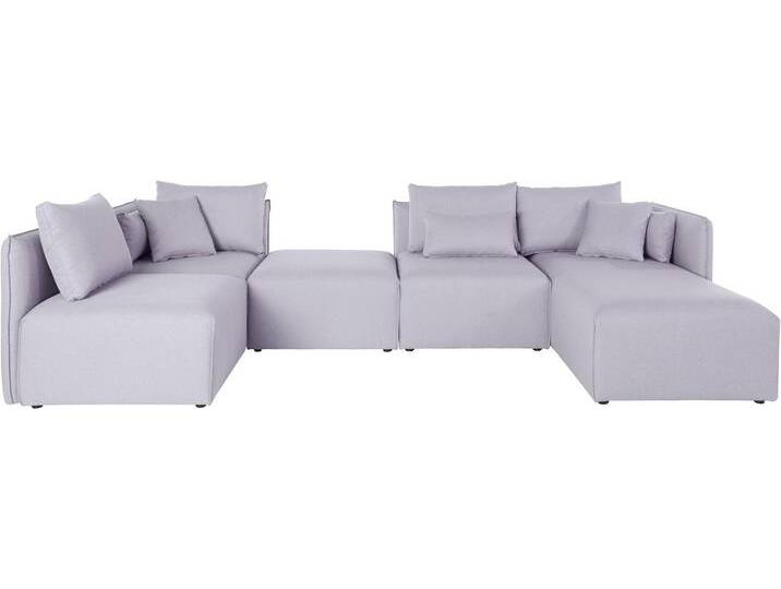 Wohnlandschaft ANDAS Nöre U-Form , grau (hellgrau), B:340cm H:74cm T:172cm, Struktur fein (100% Polyester), Struktur (100% Polypropylene), Webstoff (100% Polyester), Samtoptik (100% Polyester), Luxus-Microfaser Lederoptik (100% Polyester), Baumwoll-/Leinenmix (60% Baumwolle/40% Leinen), Sofas, 5 Teile, in vielen Bezugsqualitäten und Farben s. auch Nöre von andas