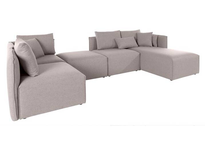 Wohnlandschaft ANDAS Nöre U-Form , grau (hellgrau), B:340cm H:74cm T:172cm, Struktur fein (100% Polyester), Struktur (100% Polypropylene), Webstoff (100% Polyester), Samtoptik (100% Polyester), Luxus-Microfaser Lederoptik (100% Polyester), Baumwoll-/Leinenmix (60% Baumwolle/40% Leinen), Sofas, 5 Teile, in vielen Bezugsqualitäten und Farben s. auch Nöre von andas