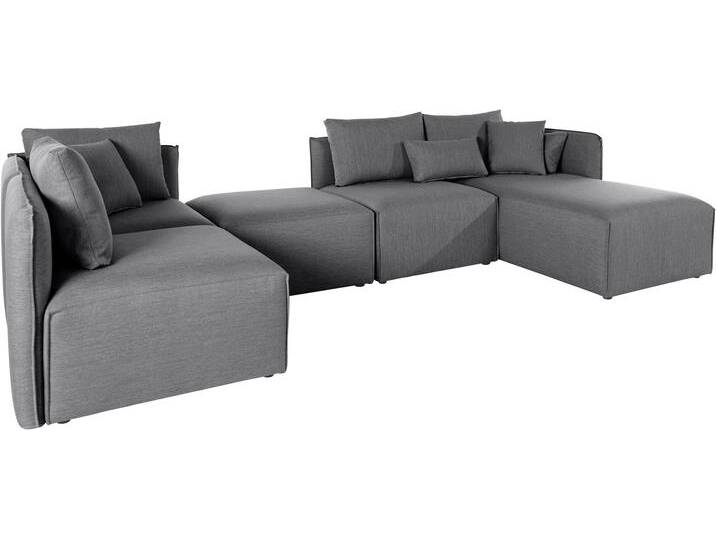 Wohnlandschaft ANDAS Nöre U-Form , grau (hellgrau), B:340cm H:74cm T:172cm, Struktur fein (100% Polyester), Struktur (100% Polypropylene), Webstoff (100% Polyester), Samtoptik (100% Polyester), Luxus-Microfaser Lederoptik (100% Polyester), Baumwoll-/Leinenmix (60% Baumwolle/40% Leinen), Sofas, 5 Teile, in vielen Bezugsqualitäten und Farben s. auch Nöre von andas