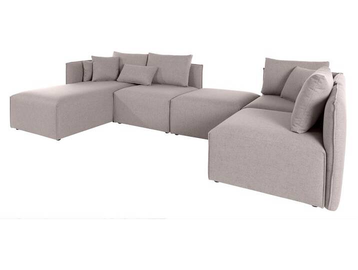Wohnlandschaft ANDAS Nöre U-Form , grau (hellgrau), B:340cm H:74cm T:172cm, Struktur fein (100% Polyester), Struktur (100% Polypropylene), Webstoff (100% Polyester), Samtoptik (100% Polyester), Luxus-Microfaser Lederoptik (100% Polyester), Baumwoll-/Leinenmix (60% Baumwolle/40% Leinen), Sofas, 5 Teile, in vielen Bezugsqualitäten und Farben s. auch Nöre von andas