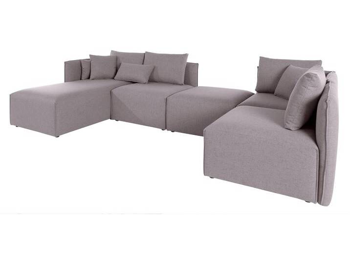 Wohnlandschaft ANDAS Nöre U-Form , grau (mittelgrau), B:340cm H:74cm T:172cm, Struktur fein (100% Polyester), Struktur (100% Polypropylene), Webstoff (100% Polyester), Samtoptik (100% Polyester), Luxus-Microfaser Lederoptik (100% Polyester), Baumwoll-/Leinenmix (60% Baumwolle/40% Leinen), Sofas, 5 Teile, in vielen Bezugsqualitäten und Farben s. auch Nöre von andas