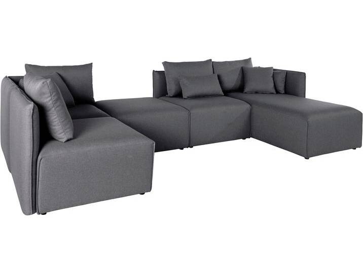 Wohnlandschaft ANDAS Nöre U-Form , grau (mittelgrau), B:340cm H:74cm T:172cm, Struktur fein (100% Polyester), Struktur (100% Polypropylene), Webstoff (100% Polyester), Samtoptik (100% Polyester), Luxus-Microfaser Lederoptik (100% Polyester), Baumwoll-/Leinenmix (60% Baumwolle/40% Leinen), Sofas, 5 Teile, in vielen Bezugsqualitäten und Farben s. auch Nöre von andas
