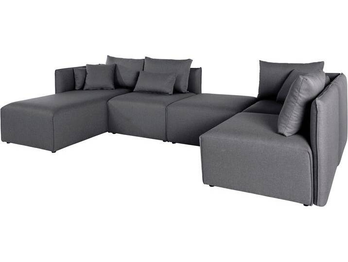 Wohnlandschaft ANDAS Nöre U-Form , grau (mittelgrau), B:340cm H:74cm T:172cm, Struktur fein (100% Polyester), Struktur (100% Polypropylene), Webstoff (100% Polyester), Samtoptik (100% Polyester), Luxus-Microfaser Lederoptik (100% Polyester), Baumwoll-/Leinenmix (60% Baumwolle/40% Leinen), Sofas, 5 Teile, in vielen Bezugsqualitäten und Farben s. auch Nöre von andas