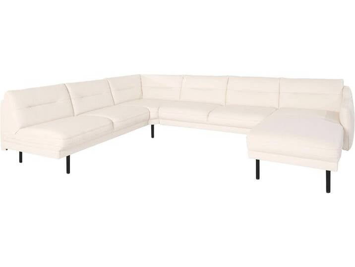 Wohnlandschaft ANDAS Nordfyn U-Form , beige (elfenbein), B:323cm H:81cm T:239cm, Luxus-Microfaser Lederoptik (100% Polyester), Struktur weich (100% Polyester), 100% NaturLEDER, Sofas, edles Design in 3 Bezugsqualitäten, Design by Morten Georgsen von andas