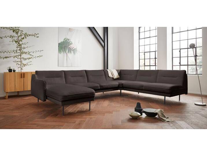 Wohnlandschaft, Luxus-Microfaser Lederoptik, Braun, 323×239 cm, U-Form, Modern, andas von andas