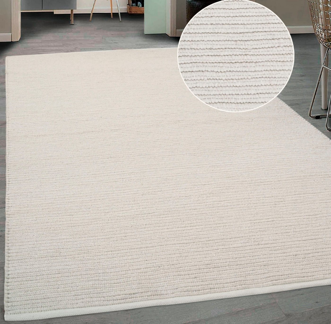Teppich Kreta, mit Wolle, handgewebt, mit Naturfaser, andas, rechteckig, Höhe: 14 mm, Handweb Teppiche, Teppich für Schlafzimmer, Wohnzimmer, Esszimmer von andas