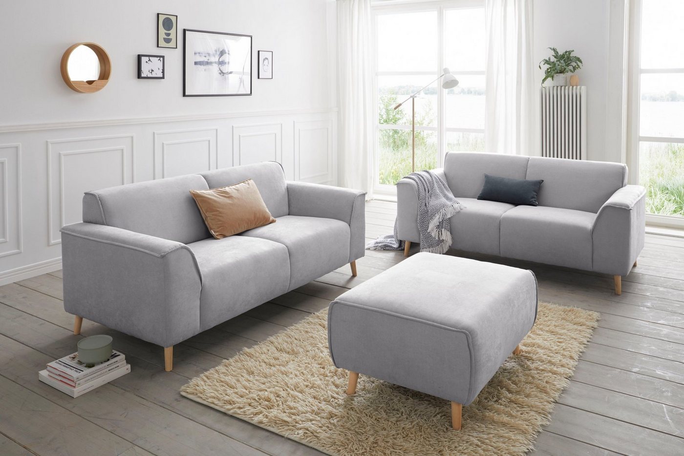 andas 2-Sitzer Janek Scandic Design, elegant und zeitlos, mit Federkern und Keder in scandinavischem Design von andas