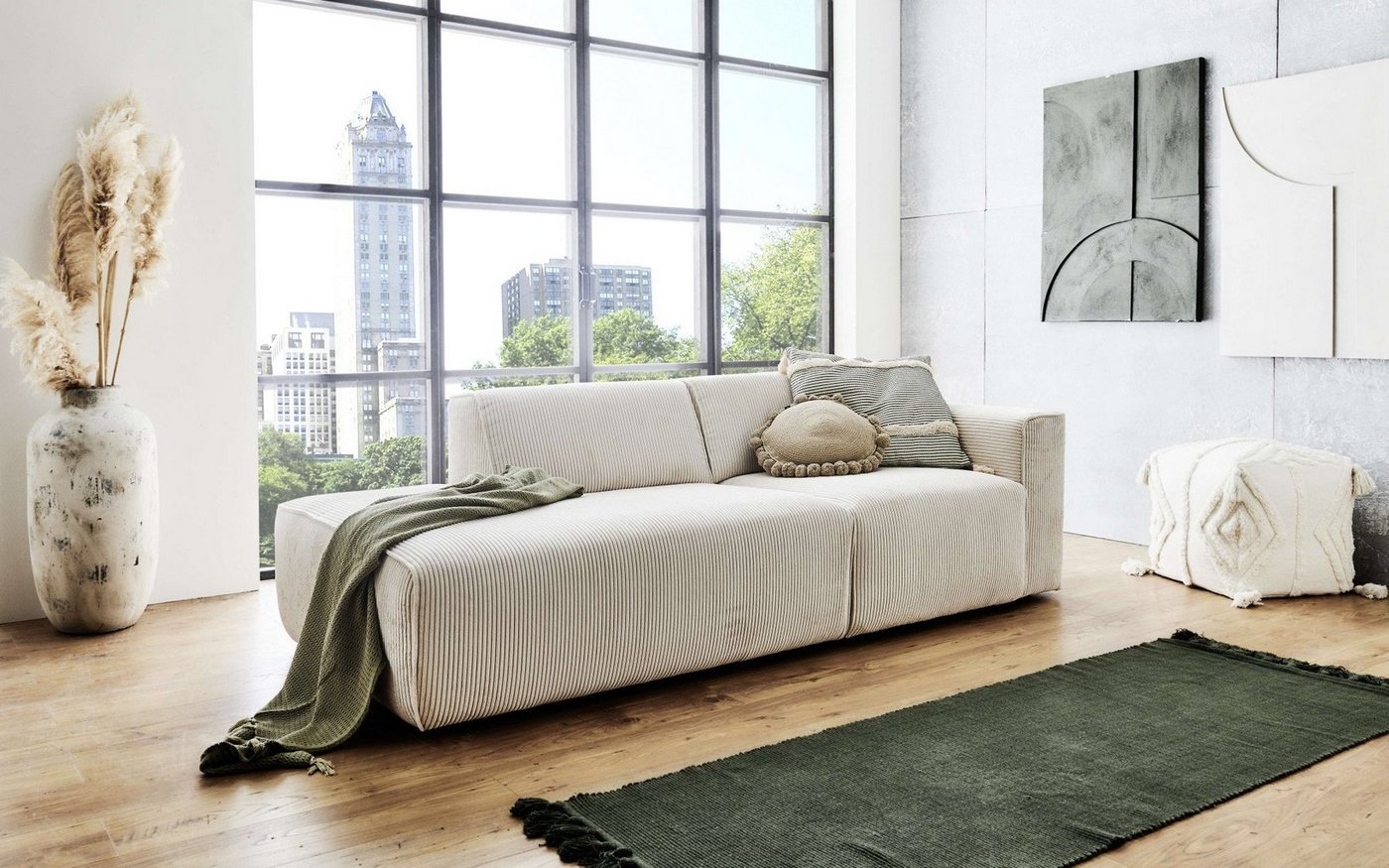 andas 2-Sitzer Noord mit Kedernaht, Breite 227 cm, Cord, Struktur, Webstoff, mit Wellenunterfederung, Massivholzrahmen andas 2-Sitzer Noord mit Kedernaht, Breite 227 cm, Cord, Struktur, Webstoff, mit Wellenunterfederung, Massivholzrahmen von andas