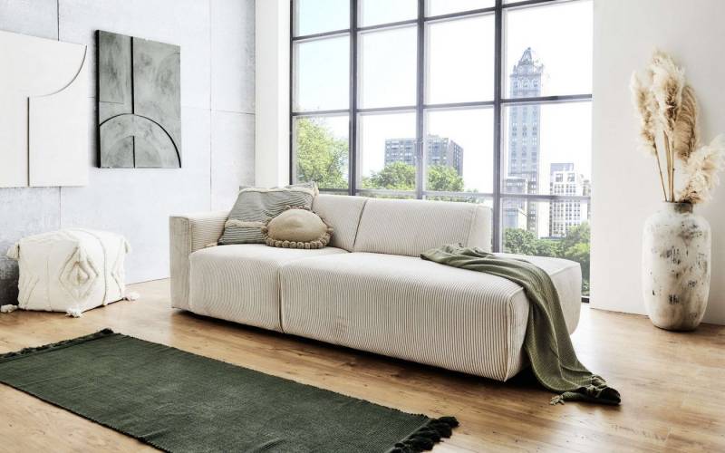 andas 2-Sitzer Noord mit Kedernaht, Breite 227 cm, Cord, Struktur, Webstoff, mit Wellenunterfederung, Massivholzrahmen andas 2-Sitzer Noord mit Kedernaht, Breite 227 cm, Cord, Struktur, Webstoff, mit Wellenunterfederung, Massivholzrahmen von andas