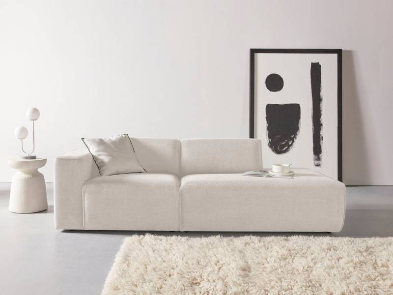 andas 2-Sitzer Noord mit Kedernaht, Breite 227 cm, Cord, Struktur, Webstoff, mit Wellenunterfederung, Massivholzrahmen von andas