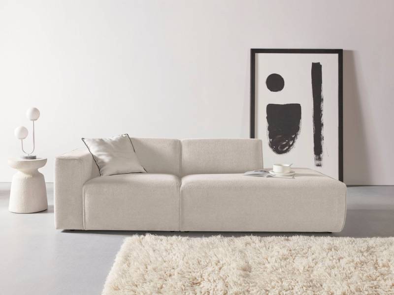 andas 2-Sitzer Noord mit Kedernaht, Breite 227 cm, Cord, Struktur, Webstoff, mit Wellenunterfederung, Massivholzrahmen von andas
