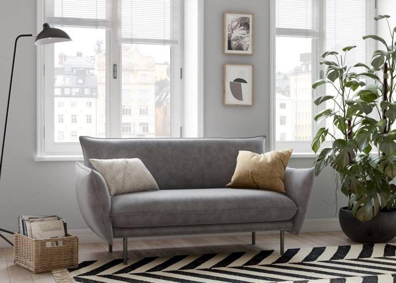 andas 2-Sitzer Stine, Besonderes Design durch Kissenoptik und Keder, by Morten Georgsen von andas