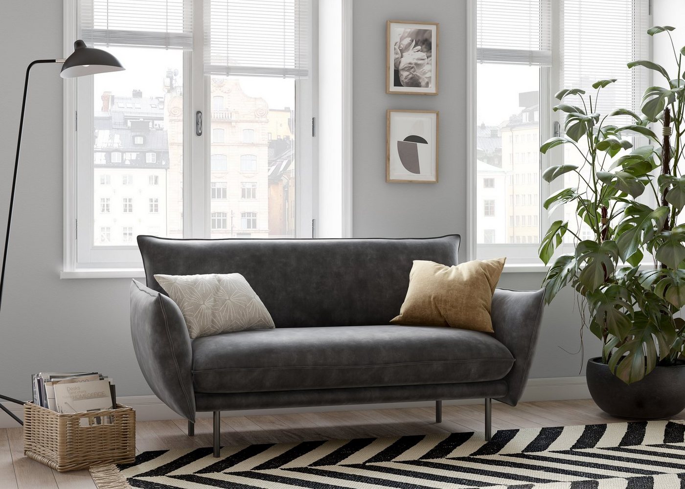 andas 2-Sitzer Stine, Besonderes Design durch Kissenoptik und Keder, by Morten Georgsen von andas