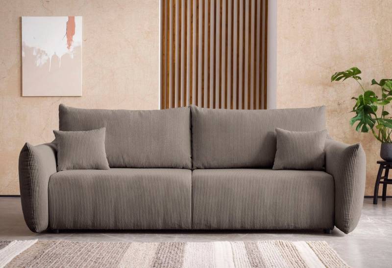 INOSIGN 3-Sitzer MAVAS Schlafsofa mit Bettkasten, ca.240/108cm (Liegefläche 212/145 cm), Cord, Chenille, Struktur von INOSIGN