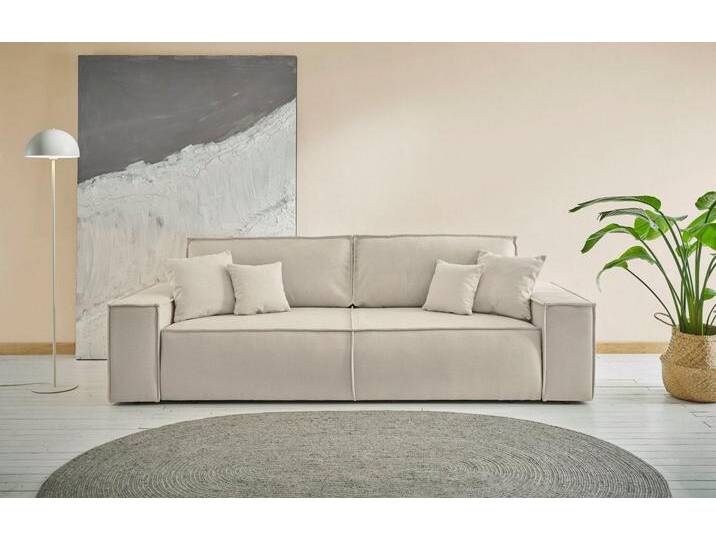 andas 3-Sitzer FINNLEY, Schlafsofa 257 cm, Couch mit Schlaffunktion & Bettkasten, verfügbar in den Stoffqualitäten Bouclé, Struktur fein und Mega Cord von andas