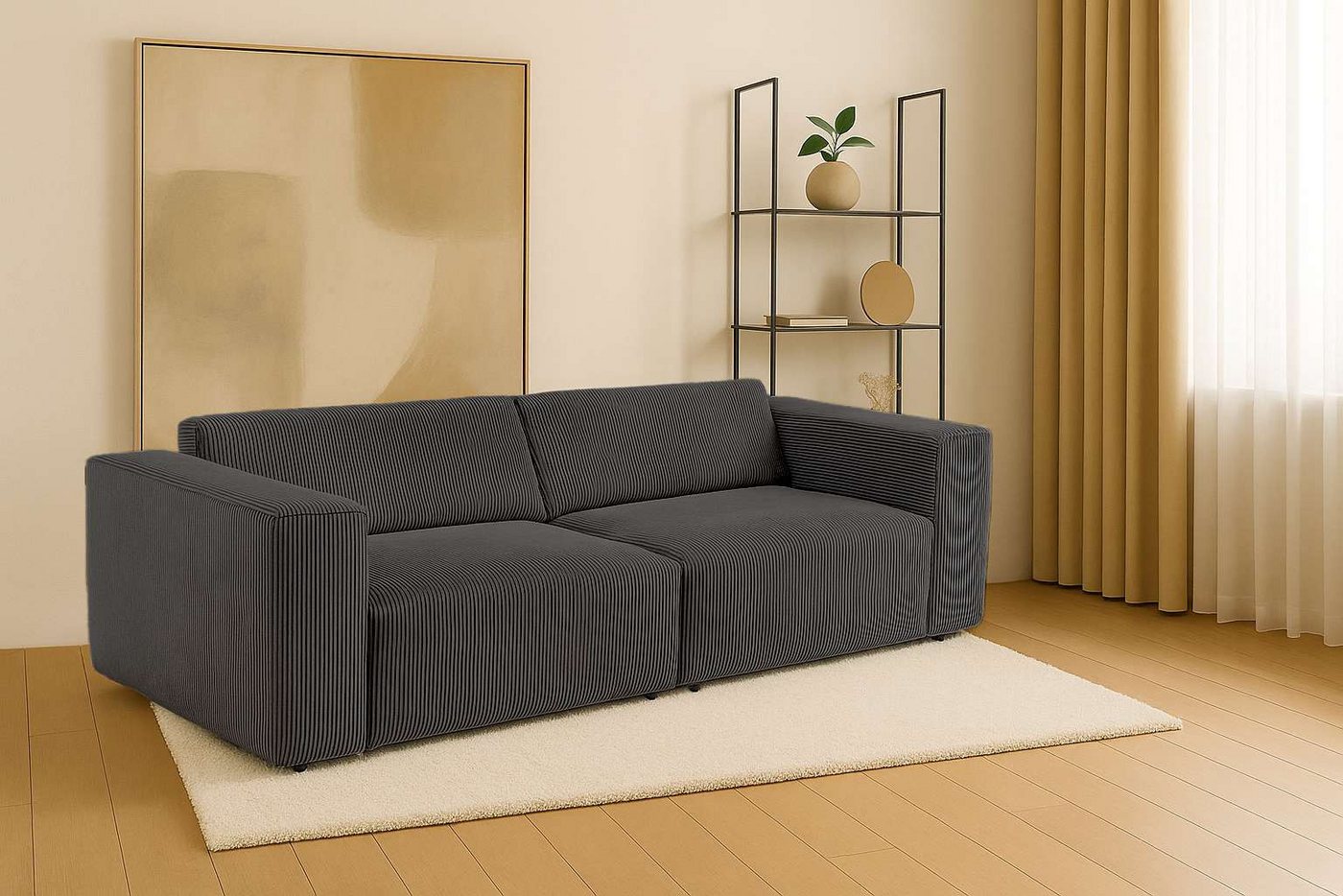 andas 3-Sitzer Noord mit Kedernaht, Breite 232 cm, Cord, Struktur, Webstoff, mit Wellenunterfederung, Massivholzrahmen andas 3-Sitzer Noord mit Kedernaht, Breite 232 cm, Cord, Struktur, Webstoff, mit Wellenunterfederung, Massivholzrahmen von andas