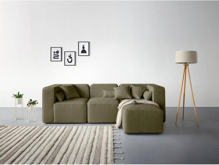 andas 3-Sitzer Sundstrup L-Form, Modulserie, individuelle Zusammenstellung, grün, grün von andas