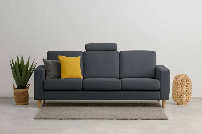 andas 3-Sitzer Tvinno, im skandinavischen Stil, mit Massivholzfüßen, Breite 217 cm von andas