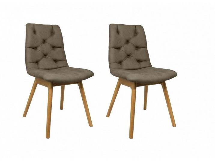 andas 4-Fußstuhl Ramon (Set, 2 St), mit Massivholzbeinen, verschiedene Stoffe und Farben, grau, schlamm Trelew 9811 von andas