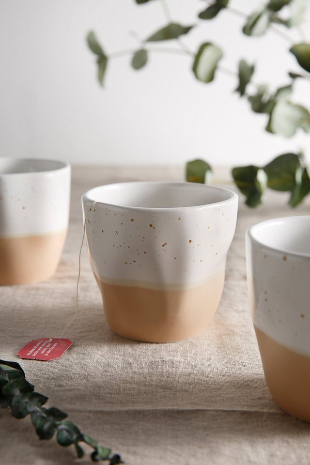 andas Becher Teebecher, modernes Geschirr-Set Bruddesta, 4er Set, Steinzeug, hohe Haltbarkeit, spülmaschinengeeignet & mikrowellengeeignet, 350 ml von andas
