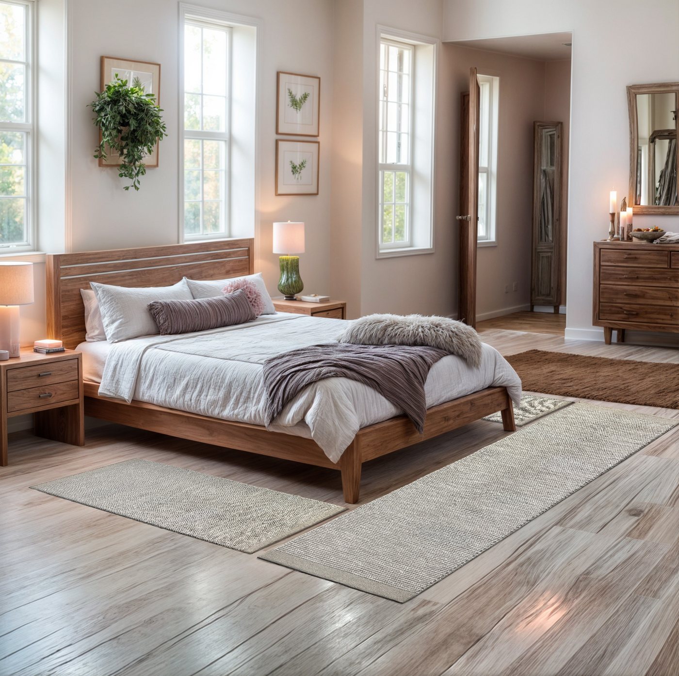 OTTO home Bettumrandung Odenne, Höhe 10 mm, (Set, 3-tlg), handgewebter Wendeteppich, melierte Optik, reine Wolle, Wohnzimmer von OTTO home