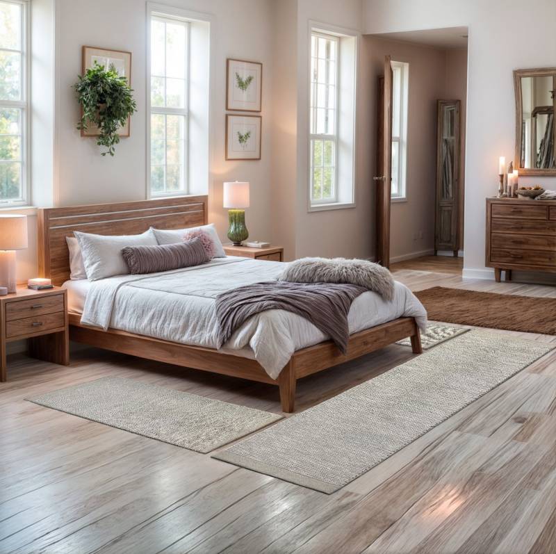 OTTO home Bettumrandung Odenne, Höhe 10 mm, (Set, 3-tlg), handgewebter Wendeteppich, melierte Optik, reine Wolle, Wohnzimmer von OTTO home
