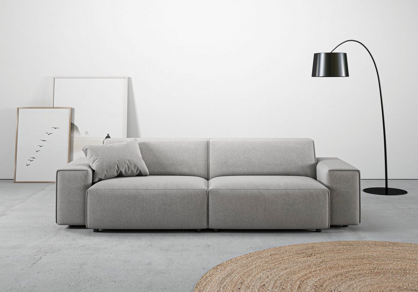 andas Big-Sofa Glimminge, besondere Kedernähte, auch in Breitcord + Easy care-Bezug, Zierkissen von andas