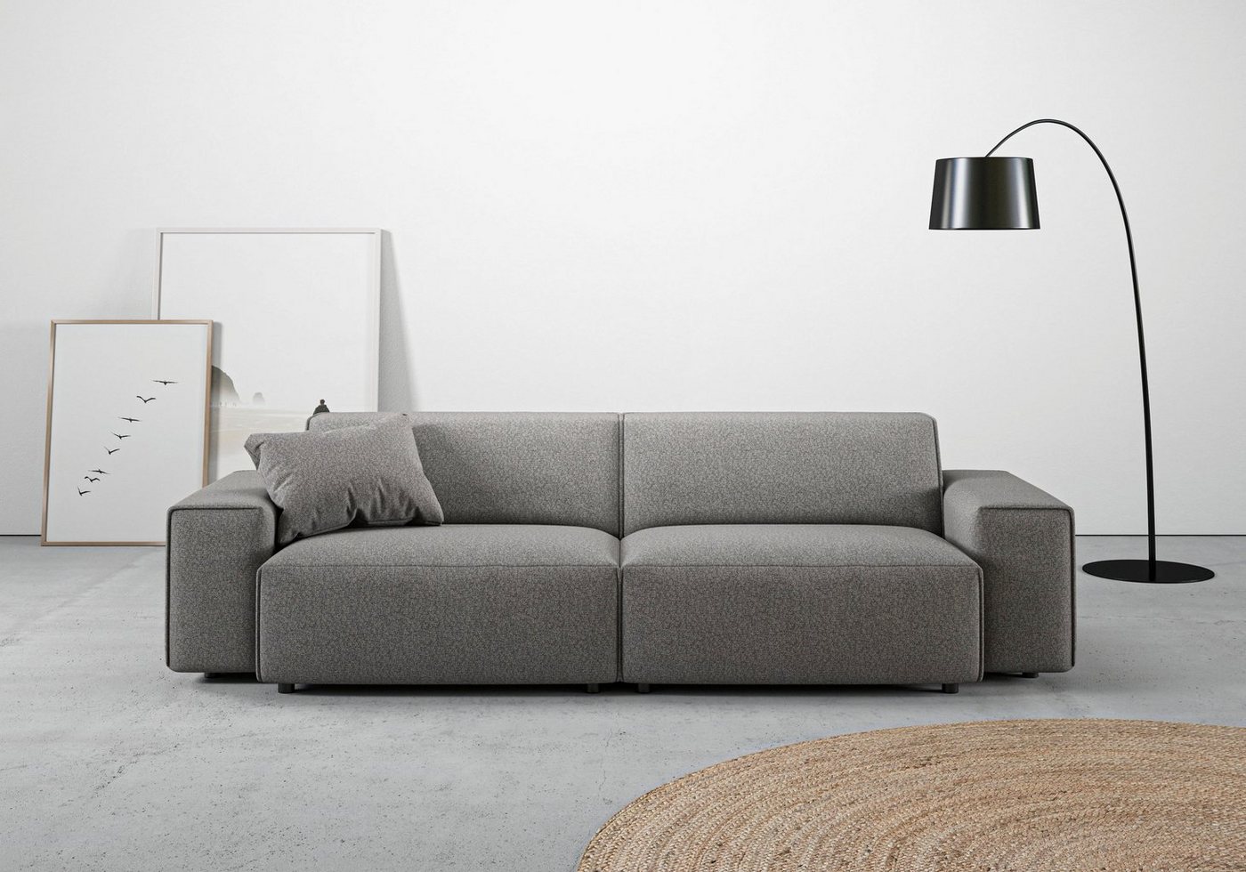 andas Big-Sofa Glimminge auch in Breitcord, Feincord + Easy care-Bezug, besondere Kedernähte Zierkissen von andas